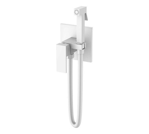 Гигиенический душ со смесителем Boheme Qubic белый матовый 477-MW