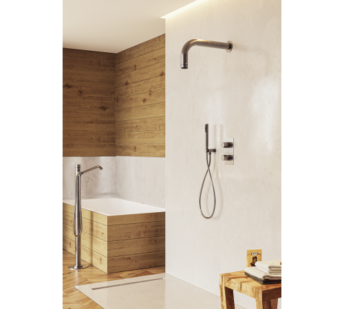 Душевой набор Bossini Zen Inox ручной душ со шлангом и держателем матовая сталь INC004.075