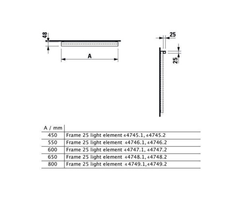 Подсветка горизонтальная LED LAUFEN Frame 25 650 мм матовый хром 4.4748.1.900.007.1