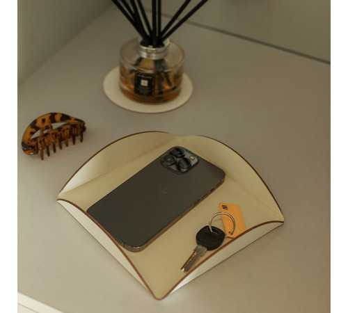 Подставка для сервировки ADJ 15x15 см натуральная кожа панна котта/белый 0020.16/10