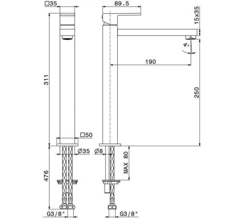 Смеситель для раковины Kerama Marazzi Futura высокий черный матовый 66419KM.01.093