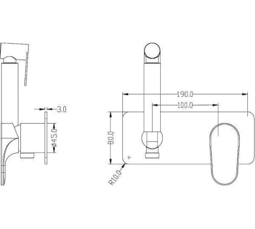 Гигиенический душ встраиваемый Boheme Spectre со смесителем черный 457-B