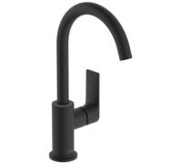 Смеситель для раковины Hansgrohe Rebris E 222 мм со сливным гарнитуром черный матовый 72576670