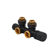 Узел нижнего подключения термостатический Primoclima Armature Lunar угловой левый 1/2 x 3/4 E черный PCART888AB