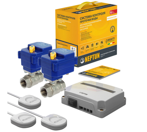 Система контроля протечек воды Neptun Bugatti Base 1/2 (модуль Base, 3 датчика SW005, 2 крана Bugatti Pro 220В) 100035530000
