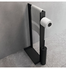 Стойка напольная Novellini Kuadra с полотенцедержателем держателем бумаги и ершиком черный матовый R90AKFPSRS-H