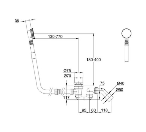 Слив-перелив для ванны Bette Mono белый B640-000