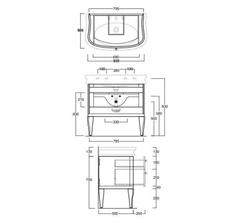 Комплект мебели Simas Lante тумба с 2 ящиками и раковиной 90 см белый LAM90 bi/LA11bi