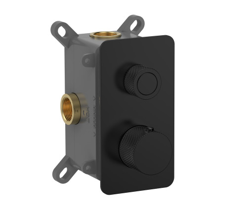 Термостат встраиваемый AQUAMET Siena 1 потр. с рег. напора и внутр. частью черный AQM8810MB