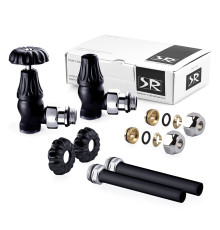 Комплект вентилей угловых SR Rubinetterie Floral Old Style 1/2 черный матовый A339-1500VCPS