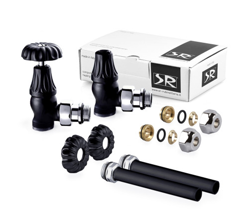 Комплект вентилей угловых SR Rubinetterie Floral Old Style 1/2 черный матовый A339-1500VCPS