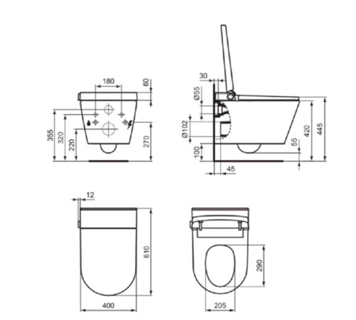 Унитаз-биде подвесной электронный Ideal Standard i.life E безободковый белый K875501