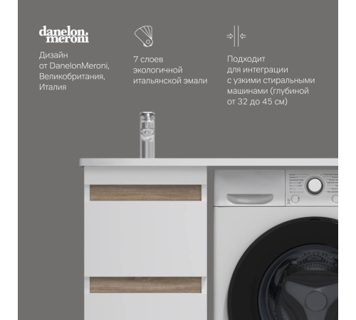 Тумба под столешницу для стиральной машины напольная AM.PM X-Joy 40 см 2 ящика белый глянец M85AFSX0402WG