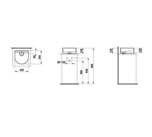 Раковина-чаша Laufen Sonar 34x34x13 см без отверстия белый 8.1234.0.000.112.1