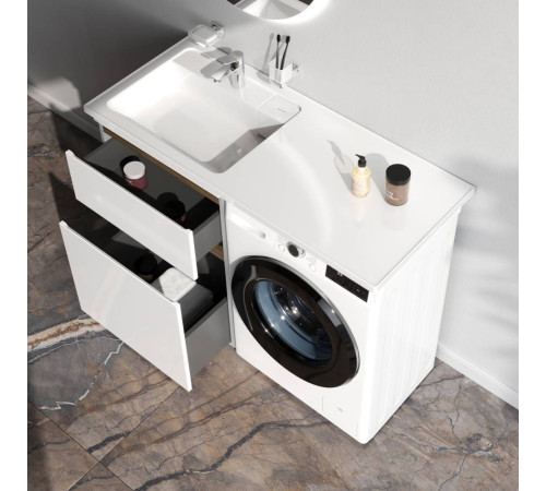 Тумба под столешницу для стиральной машины напольная AM.PM X-Joy 60 см 2 ящика белый глянец M85AFSX0602WG