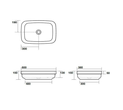 Раковина встраиваемая сверху Kerasan Tribeca 60х38 см без отверстия белый 514301