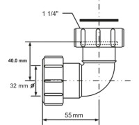 Отвод компрессионный McAlpine 90° 1 1/4х32 мм 32FS-WH