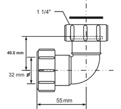 Отвод компрессионный McAlpine 90° 1 1/4х32 мм 32FS-WH