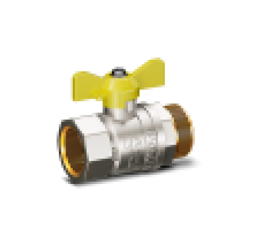 Кран шаровой латунный LD Pride 47.25.B-Н.Б.GAS 1 для газа В-Н бабочка LD 47.352.25