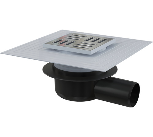 Трап для душа AlcaPlast 105x105/50 мм боковой выпуск решетка нержавеющая сталь APV26C