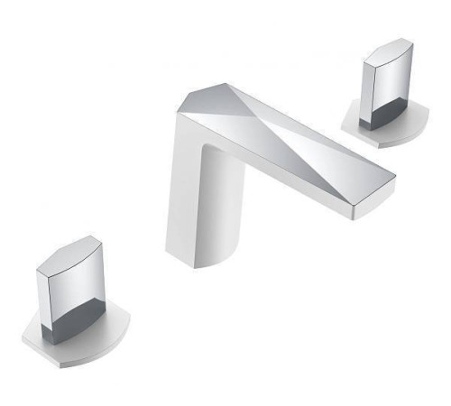 Смеситель для раковины Boheme Venturo врезной на 3 отверстия Ice белый глянцевый/хром глянцевый 150-WCR-ICE