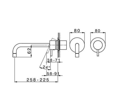 Смеситель для раковины Cisal Less New настенный черный матовый LN00551D40