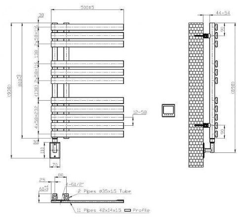 Полотенцесушитель электрический Boheme Venturo 50х9.5х89.8 см белый матовый 721-MW