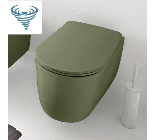 Унитаз безободковый подвесной Kerasan Nolita 55х35 см Tornado с креплениями WB9N зеленый 531511