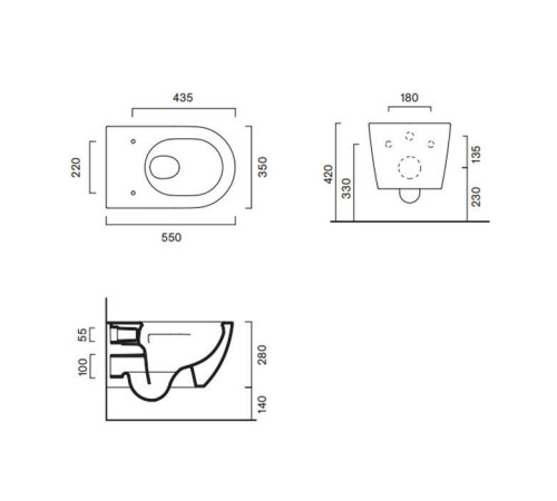 Унитаз подвесной Catalano Sfera 55х35 см безободковый черный матовый 0511550022