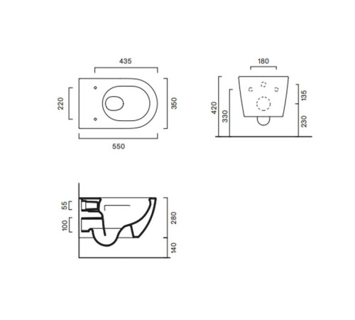 Унитаз подвесной Catalano Sfera 55х35 см Rimless белый матовый 0511550021 9056060000