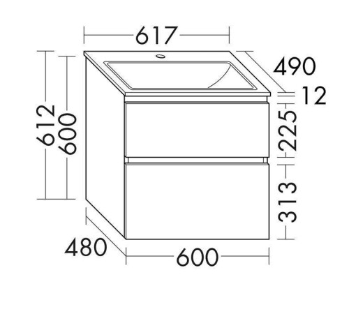 Комплект мебели Burgbad Accura 61.7х49х61.2 см белый матовый SGVI061F6037G0259C0001