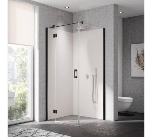 Уголок душевой Kermi LIGA 900x900x2000 мм черный матовый прозрачное стекло Kermiclean LI SNL 09020 3PK / LI TWP 09020 3PK