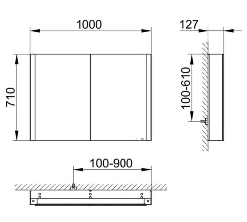 Зеркальный шкаф KEUCO Somaris 1000х710х127 мм 2 дверцы настенный 14503 002100