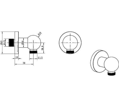 Штуцер с выводом 1/2 Boheme Imperiale золото 605