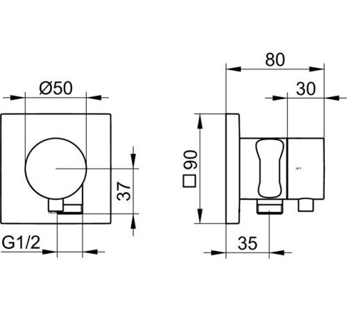 Запорный вентиль с переключателем на 2 потребителя Keuco IXMO Comfort с выводом для шланга и держателем лейки черный матовый 59557 371202