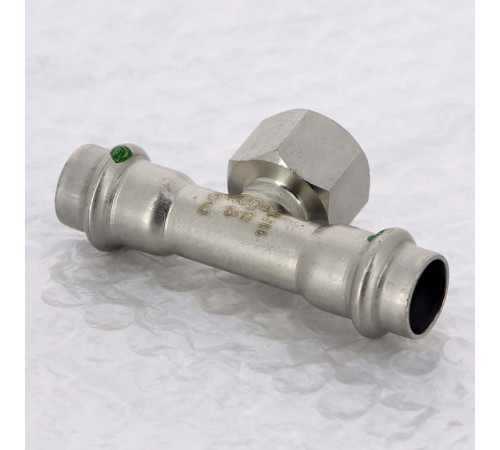 Тройник пресс Sanpress Inox Viega нержавеющая сталь 15х1/2х15 мм ВР 437145