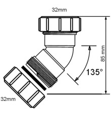 Отвод компрессионный McAlpine 135° 32х32 мм 32B-WH