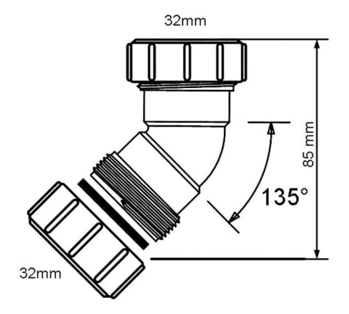 Отвод компрессионный McAlpine 135° 32х32 мм 32B-WH