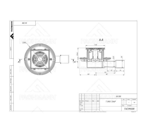 Трап для душа Fachmann 122х122 мм выпуск 40/50 мм гидрозатвор с фланцем 04.158