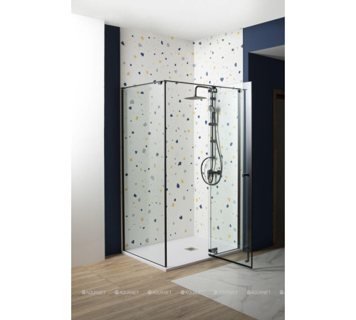 Душевое ограждение Aquanet IDEAL 1200x900 мм прозрачное 8 мм черный матовый AE-AXC92MB-S-B