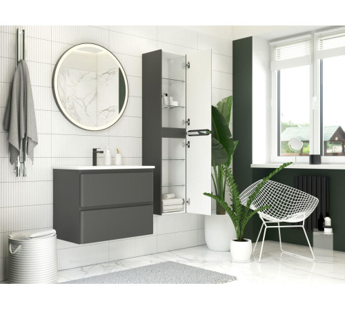 Тумба под раковину Aquanet Эмбер 80 2 ящика черный матовый 00330468