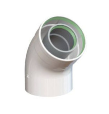 Колено коаксиальное Gekon 60/100 мм 45° алюминий GKD 60100K45AL