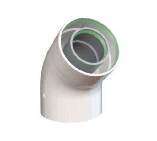 Колено коаксиальное Gekon 60/100 мм 45° алюминий GKD 60100K45AL