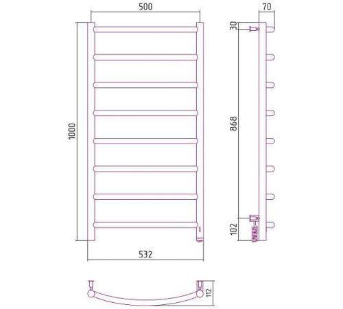 Полотенцесушитель электрический Сунержа Галант 4.0 1000x500 мм правый темный титан муар 15-0831-1050