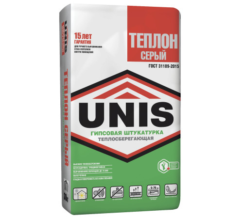 Штукатурка гипсовая UNIS Теплон серый 30 кг 65256