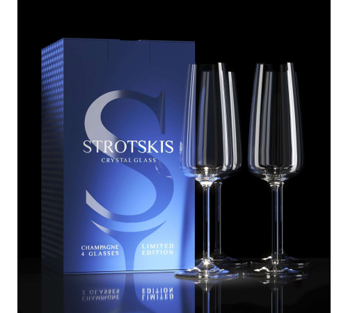 Хрустальные бокалы Strotskis Dionys, шампанское (4 шт.) 0303/4