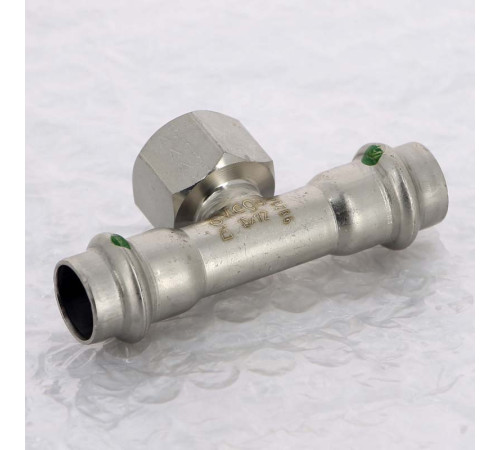 Тройник пресс Sanpress Inox Viega нержавеющая сталь 15х1/2х15 мм ВР 437145