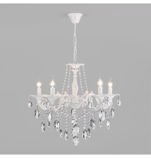 Классическая подвесная люстра 10108/5 белый/прозрачный хрусталь Strotskis