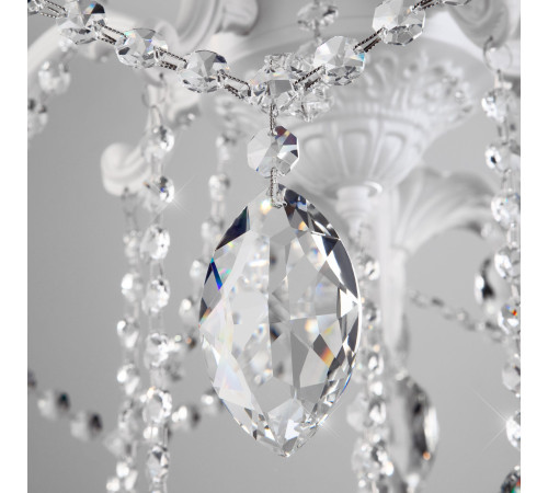 Классическая подвесная люстра 10108/5 белый/прозрачный хрусталь Strotskis