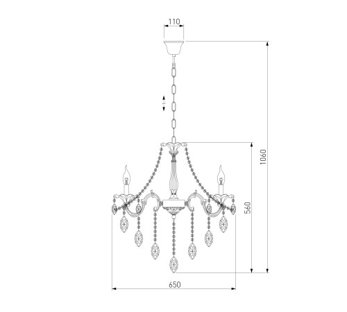 Классическая подвесная люстра 10108/5 белый/прозрачный хрусталь Strotskis